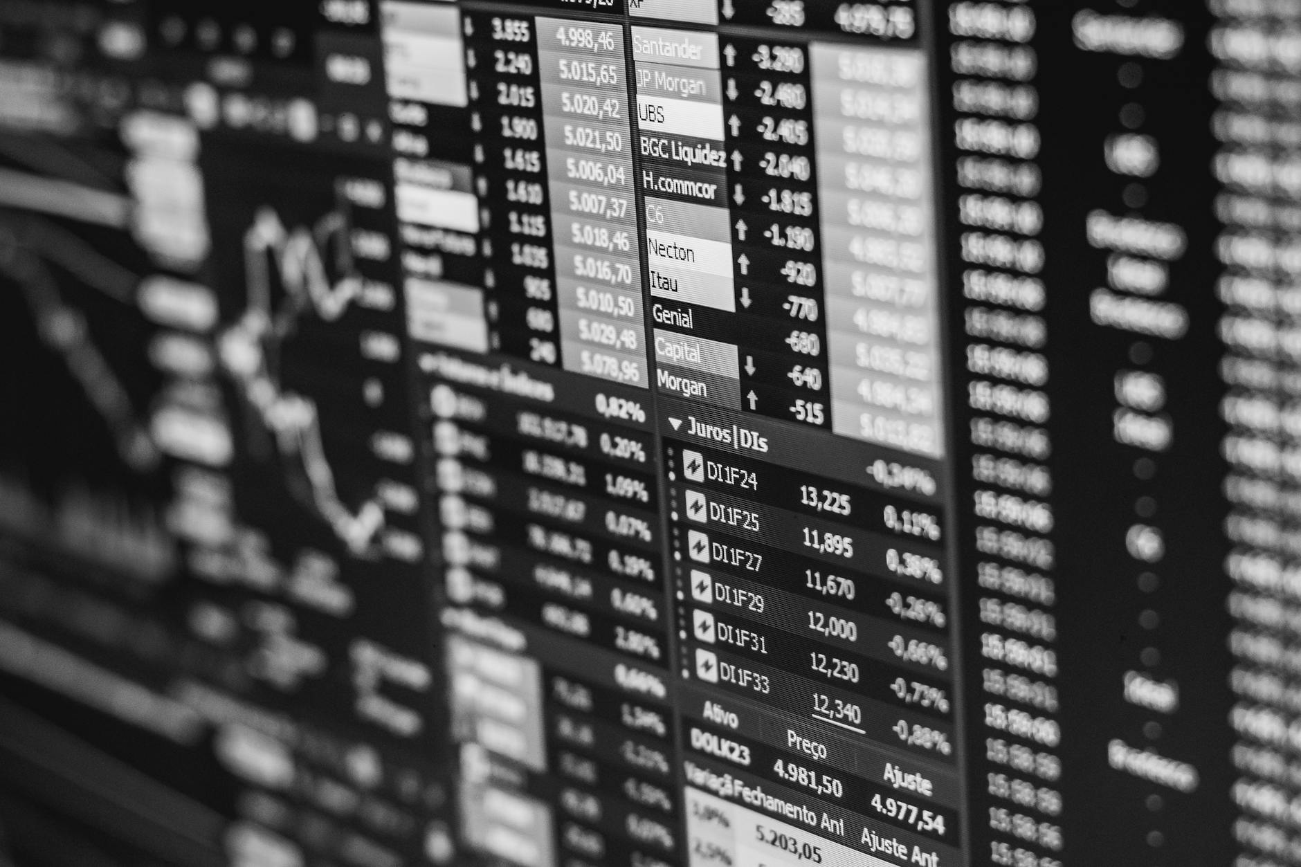 Investor reviewing stock market chart on screen