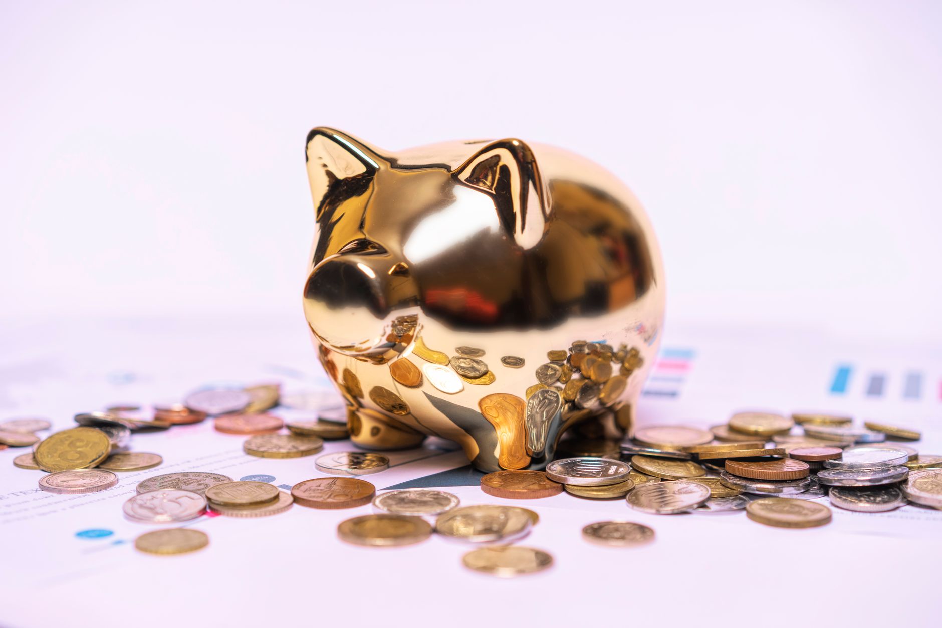 Coins and a piggy bank representing savings interest
